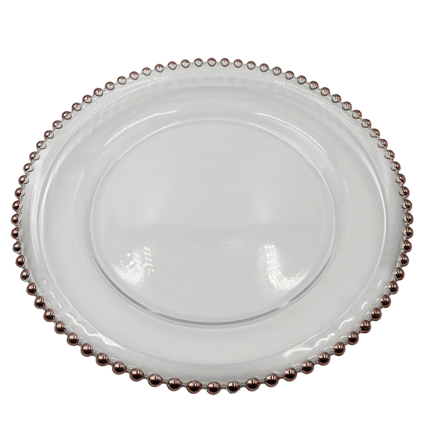 Beaded - Glass Charger Plate in Rose Gold (Item # 0239)