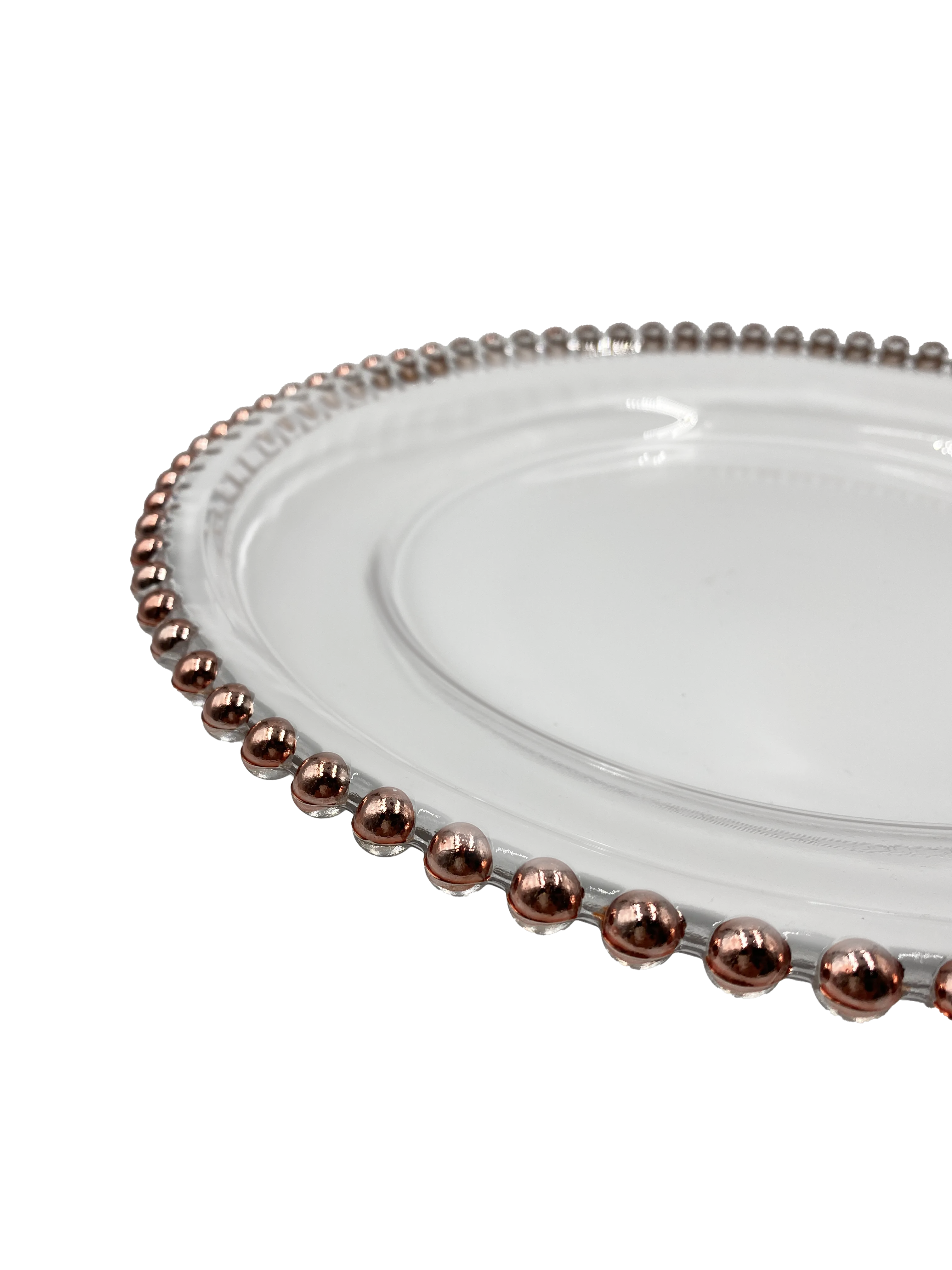 Beaded - Glass Charger Plate in Rose Gold (Item # 0239)