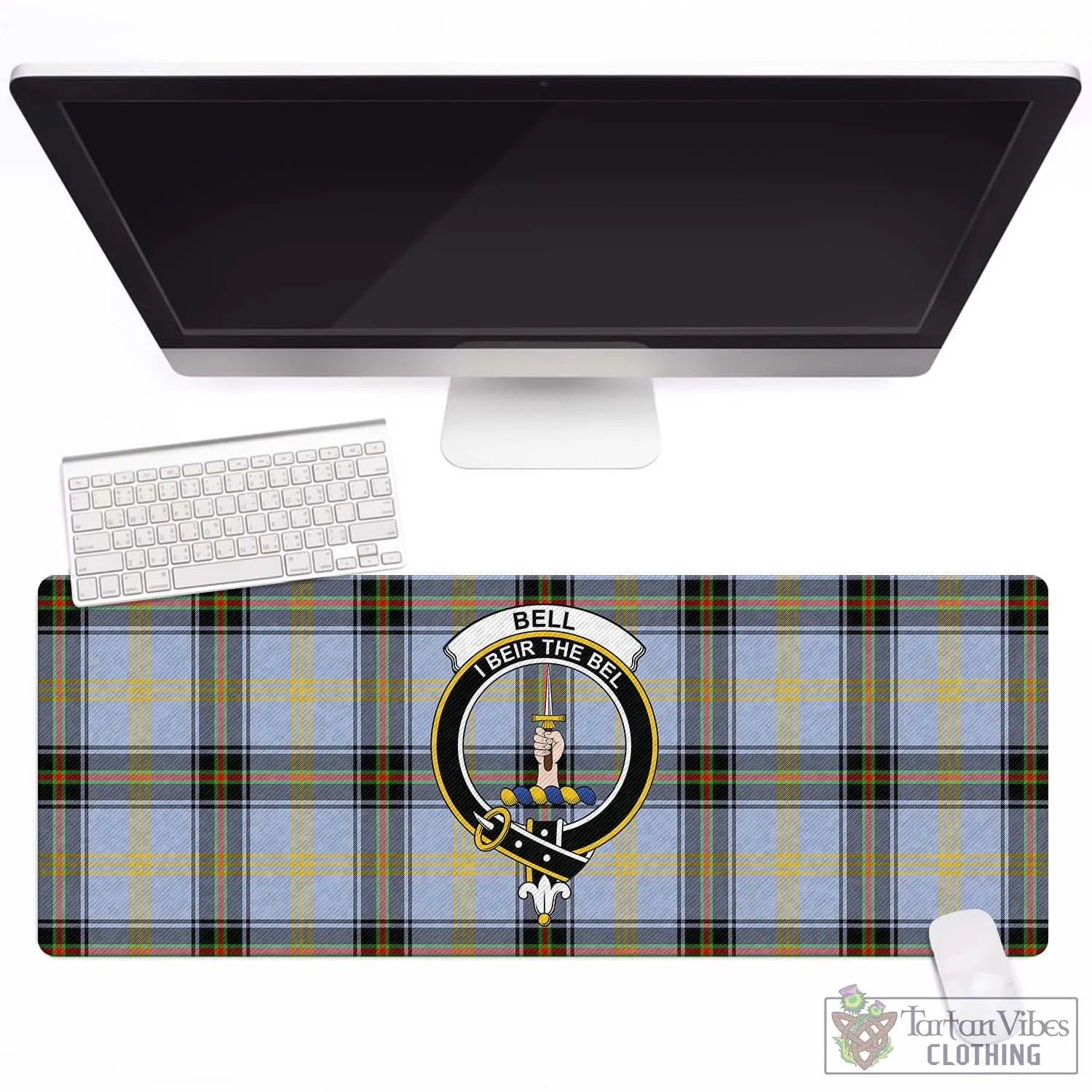 Bell Tartan Mouse Pad with Family Crest