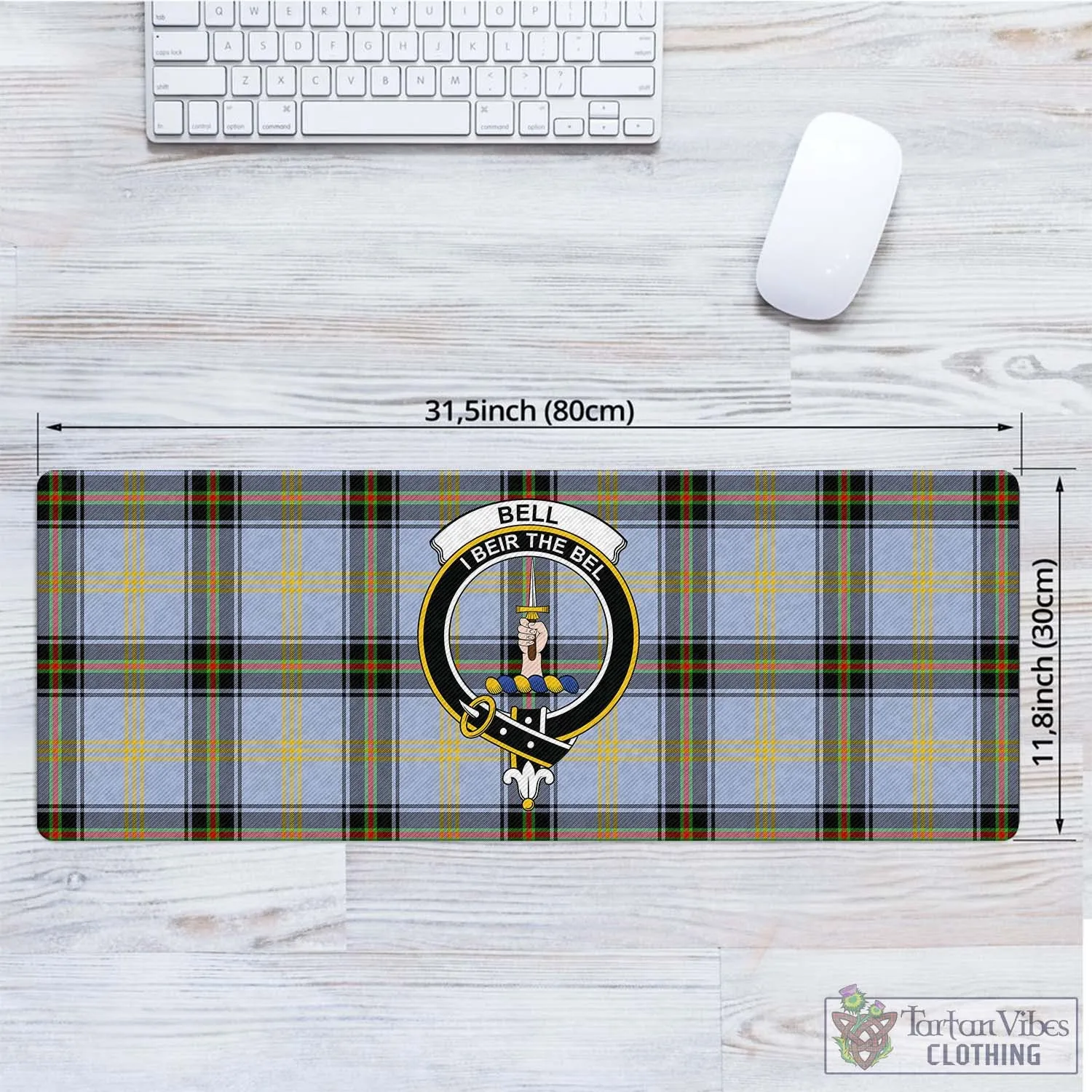 Bell Tartan Mouse Pad with Family Crest