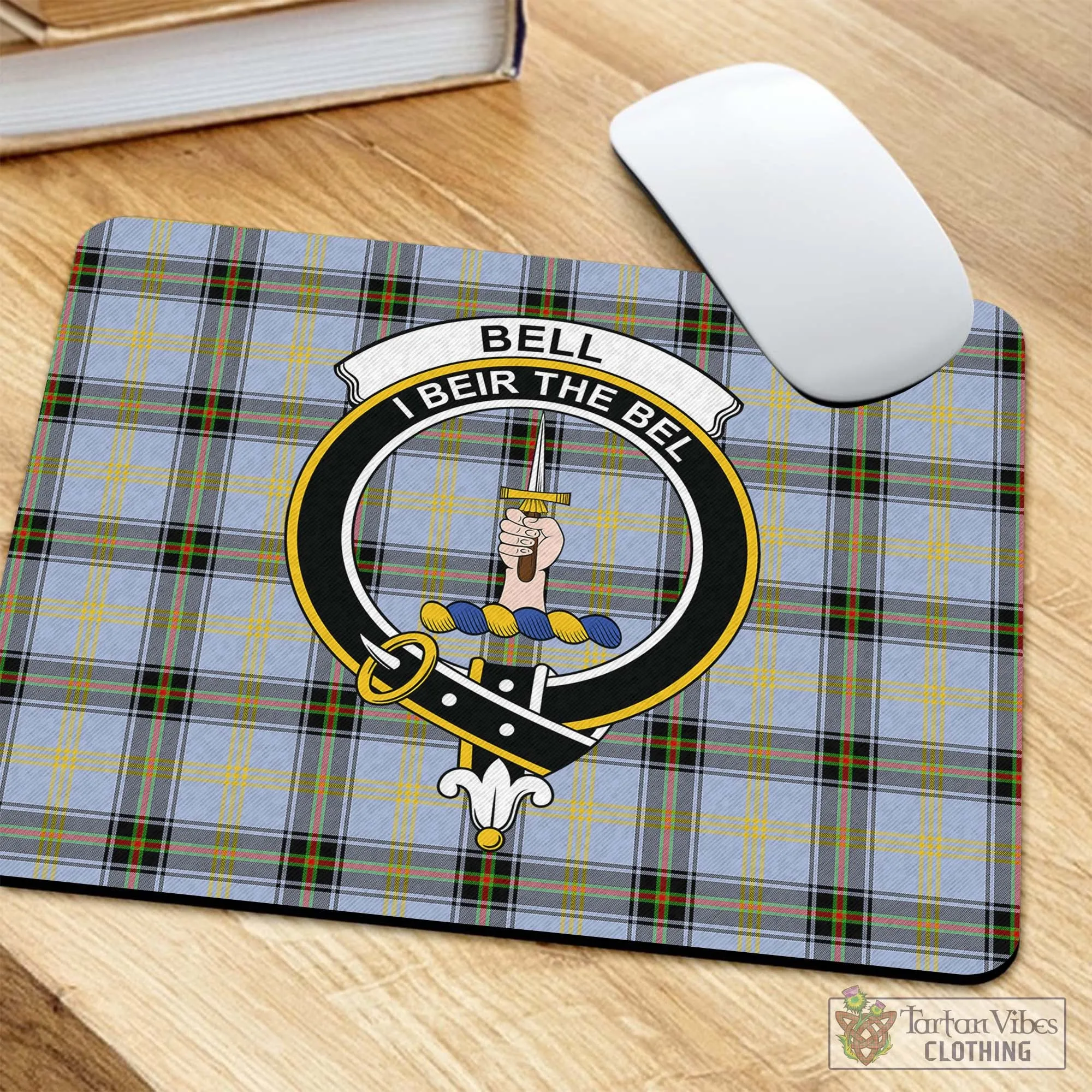 Bell Tartan Mouse Pad with Family Crest