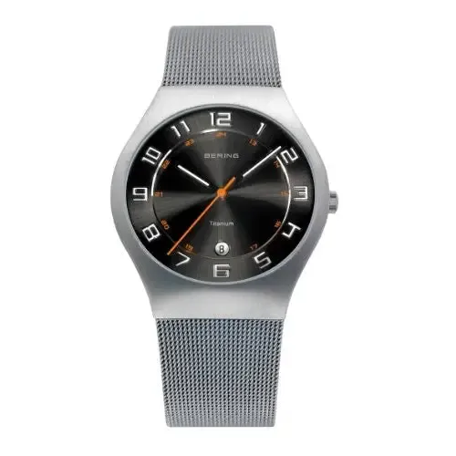 Bering Men's Grey Milanaise Mesh Strap Titanium Watch 11937-007