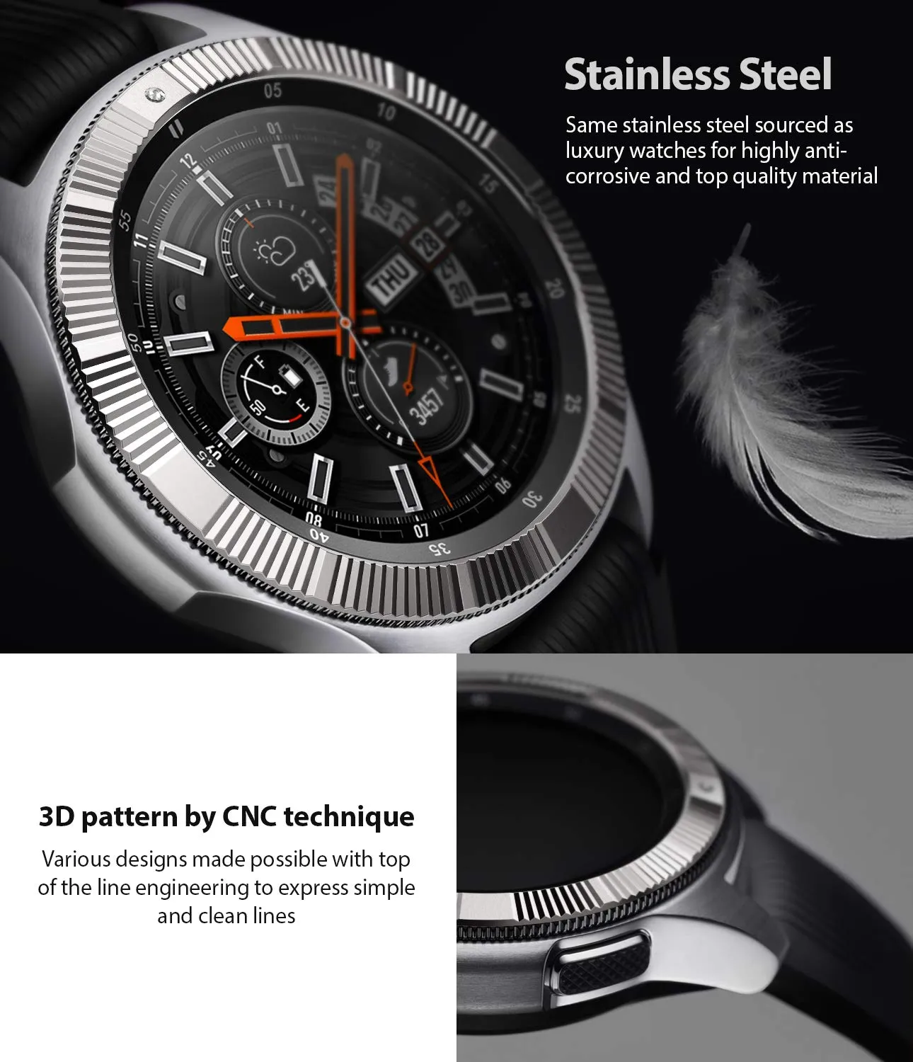 Bezel Styling for Galaxy Watch 46mm / Galaxy Gear S3 Frontier -  GW-46-13  [Stainless Steel]