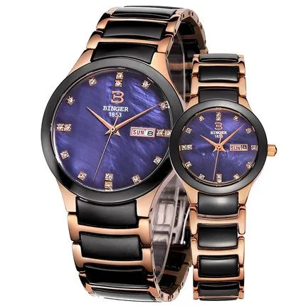 Binger Swiss Ceramic Quartz Couple Watch BS236CC