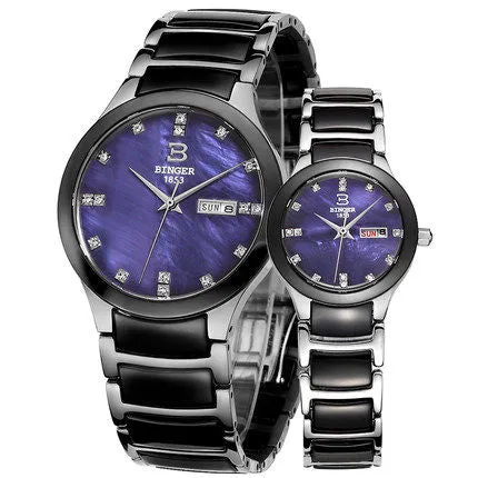 Binger Swiss Ceramic Quartz Couple Watch BS236CC