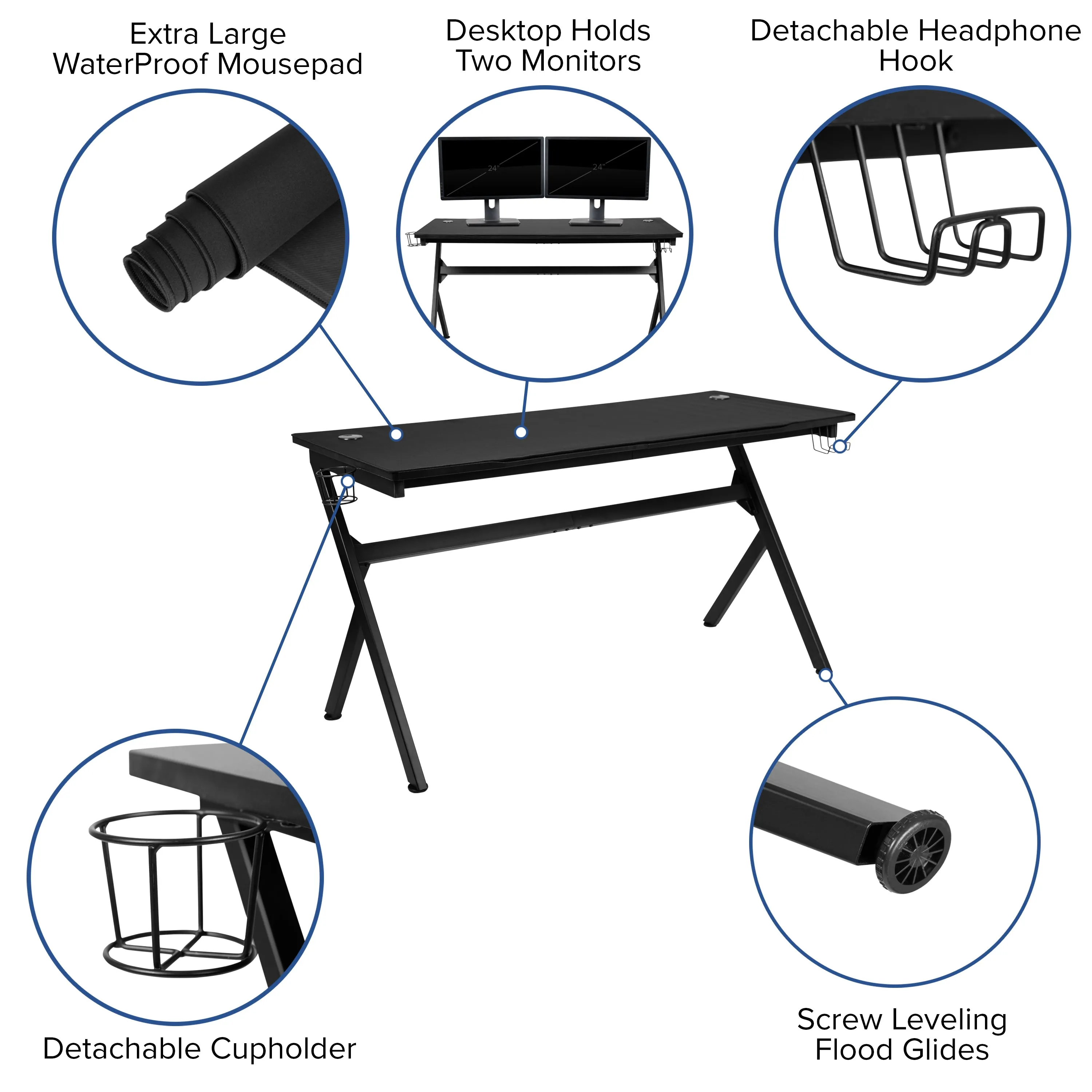 Black Gaming Desk & Chair Set BLN-X10D1904L-PK-GG