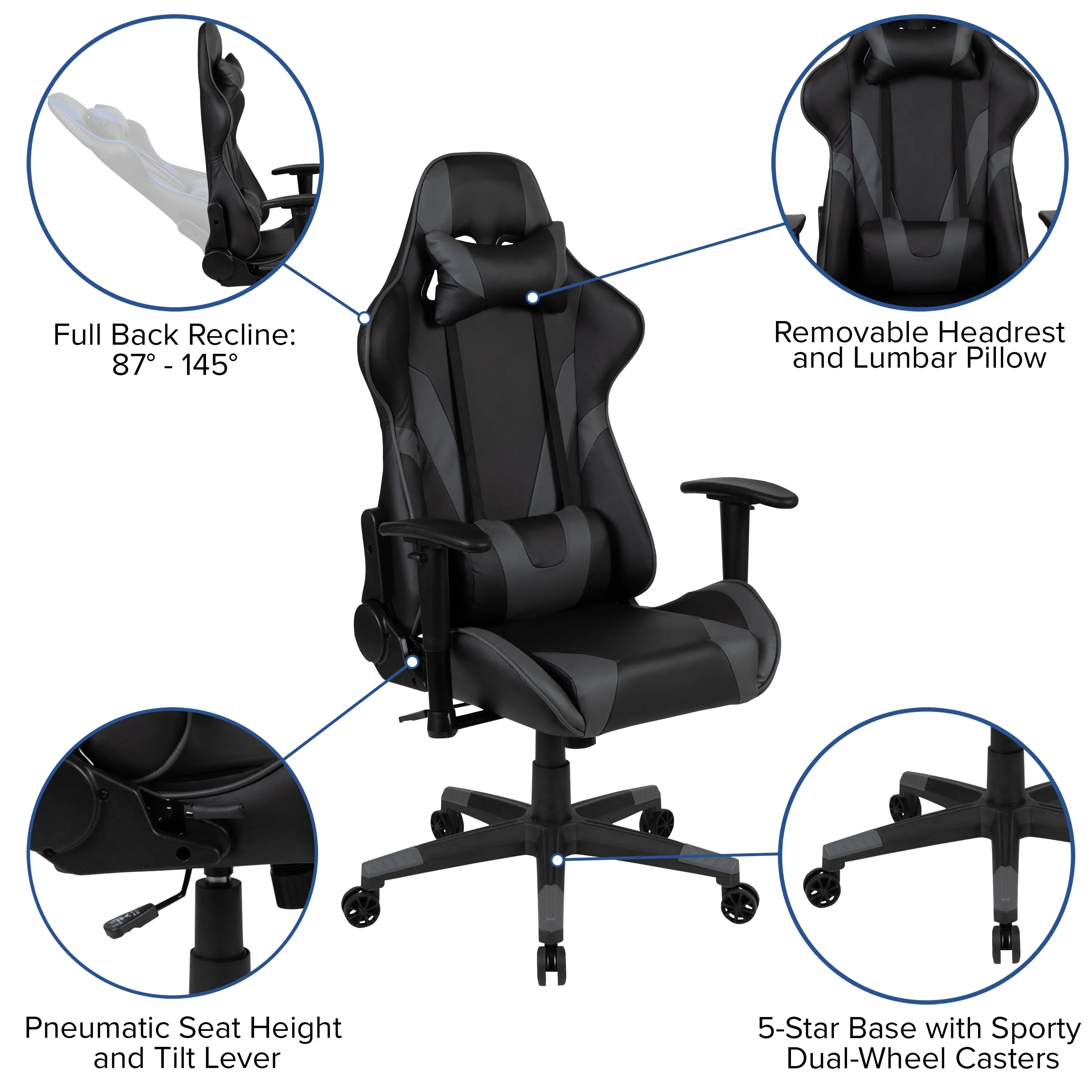 Black Gaming Desk & Chair Set BLN-X20D1904L-GY-GG