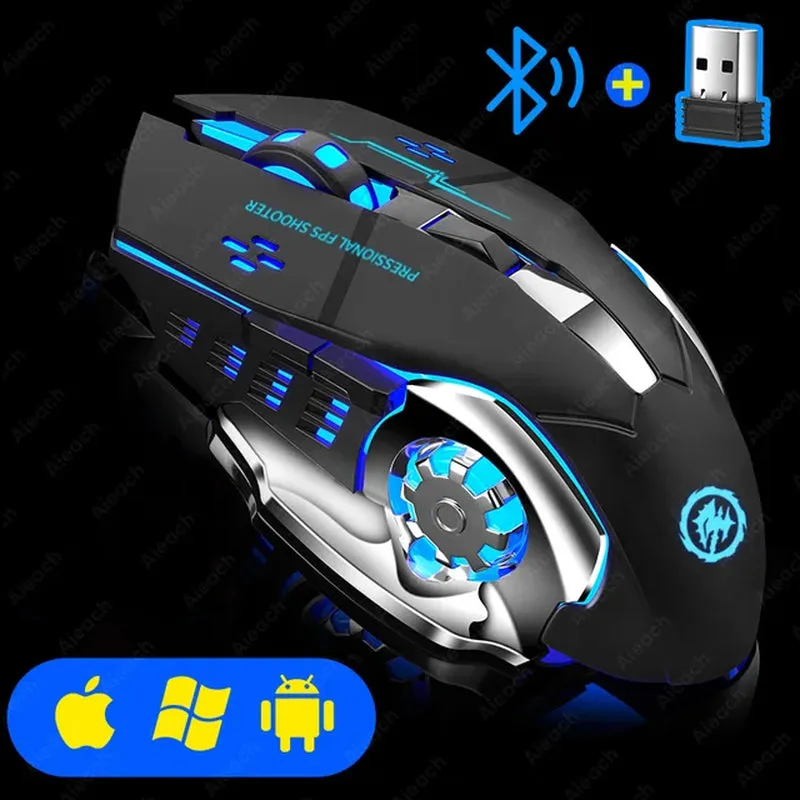 Bluetooth Mouse Gaming Computer Rechargeable Wireless Mouse USB Mechanical E-Sports Backlight PC Gamer Mouse for Computer