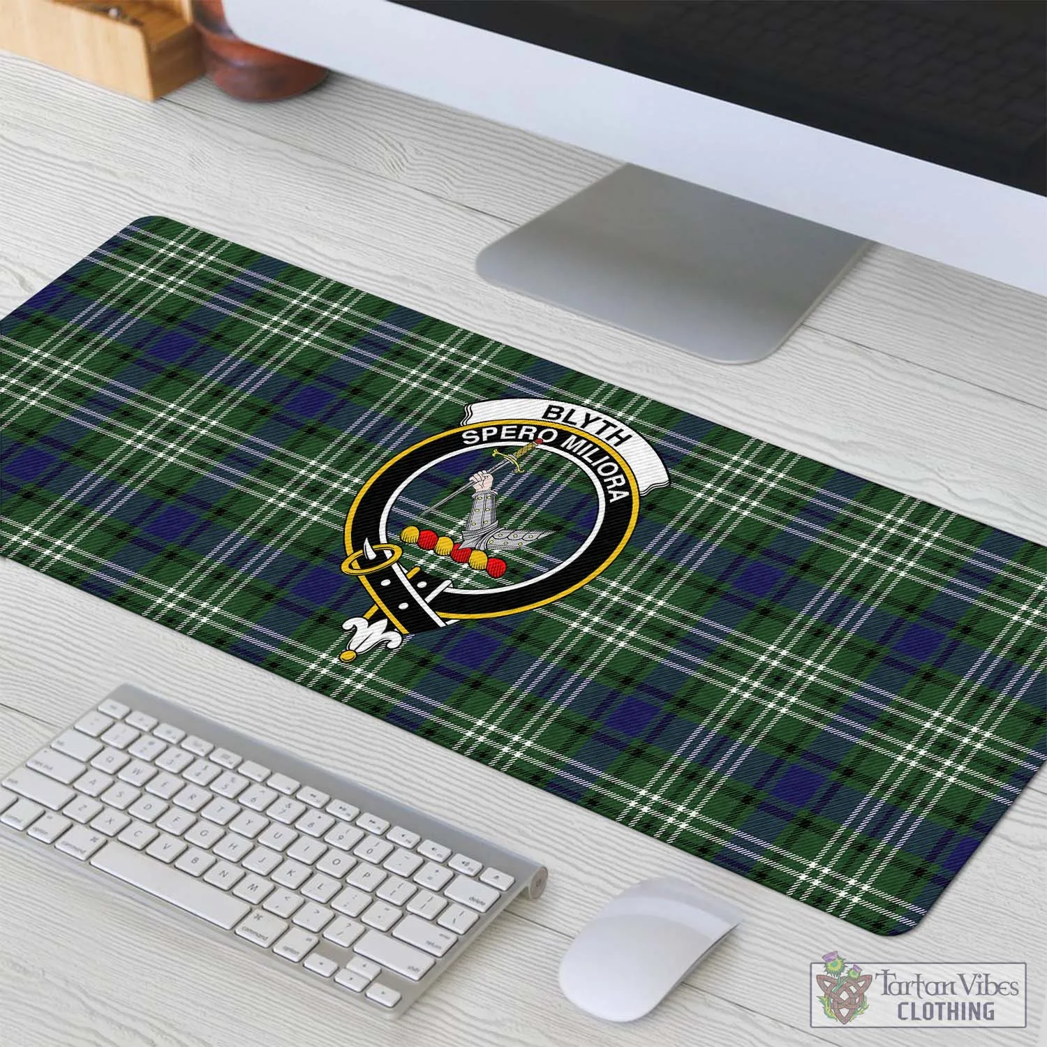 Blyth Tartan Mouse Pad with Family Crest