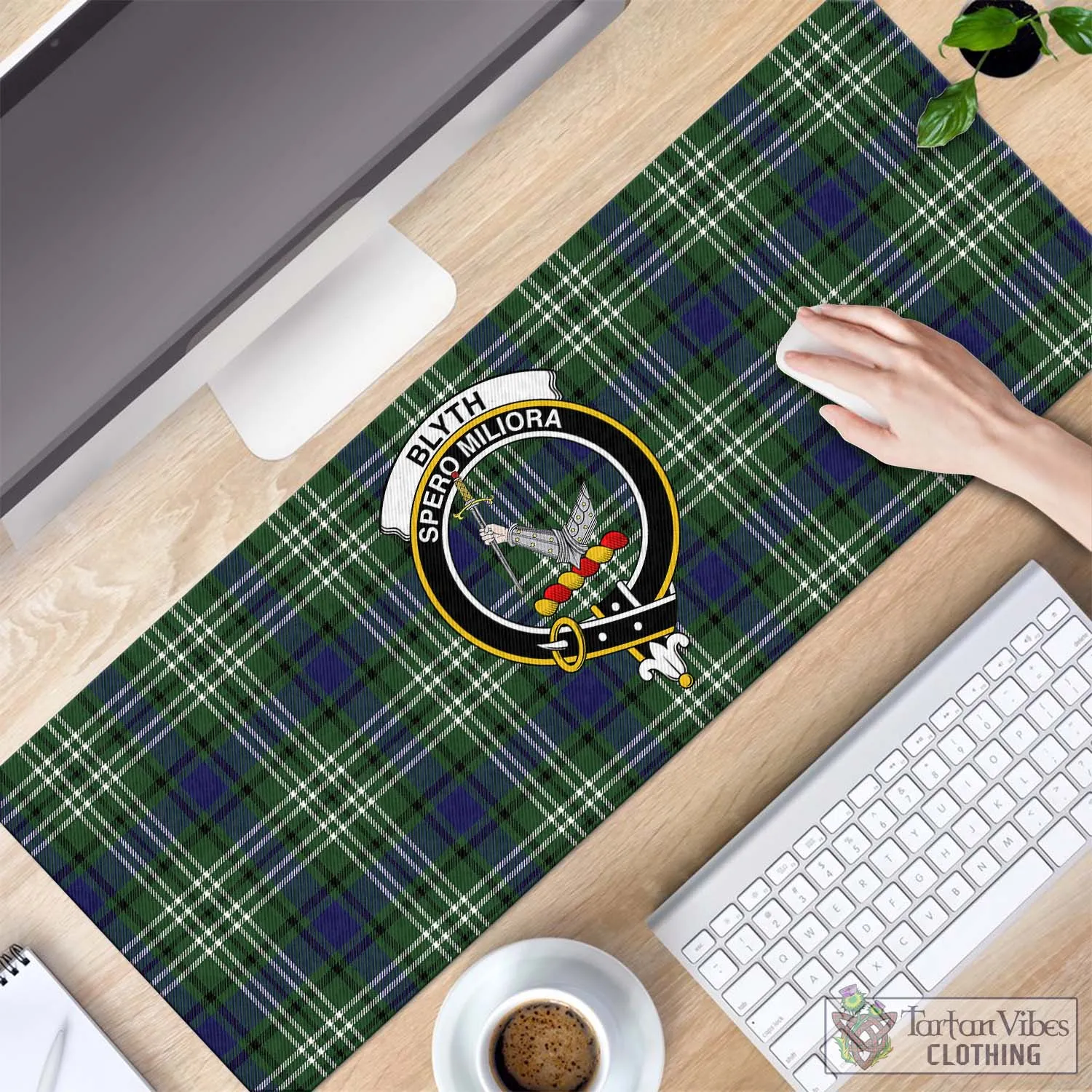 Blyth Tartan Mouse Pad with Family Crest