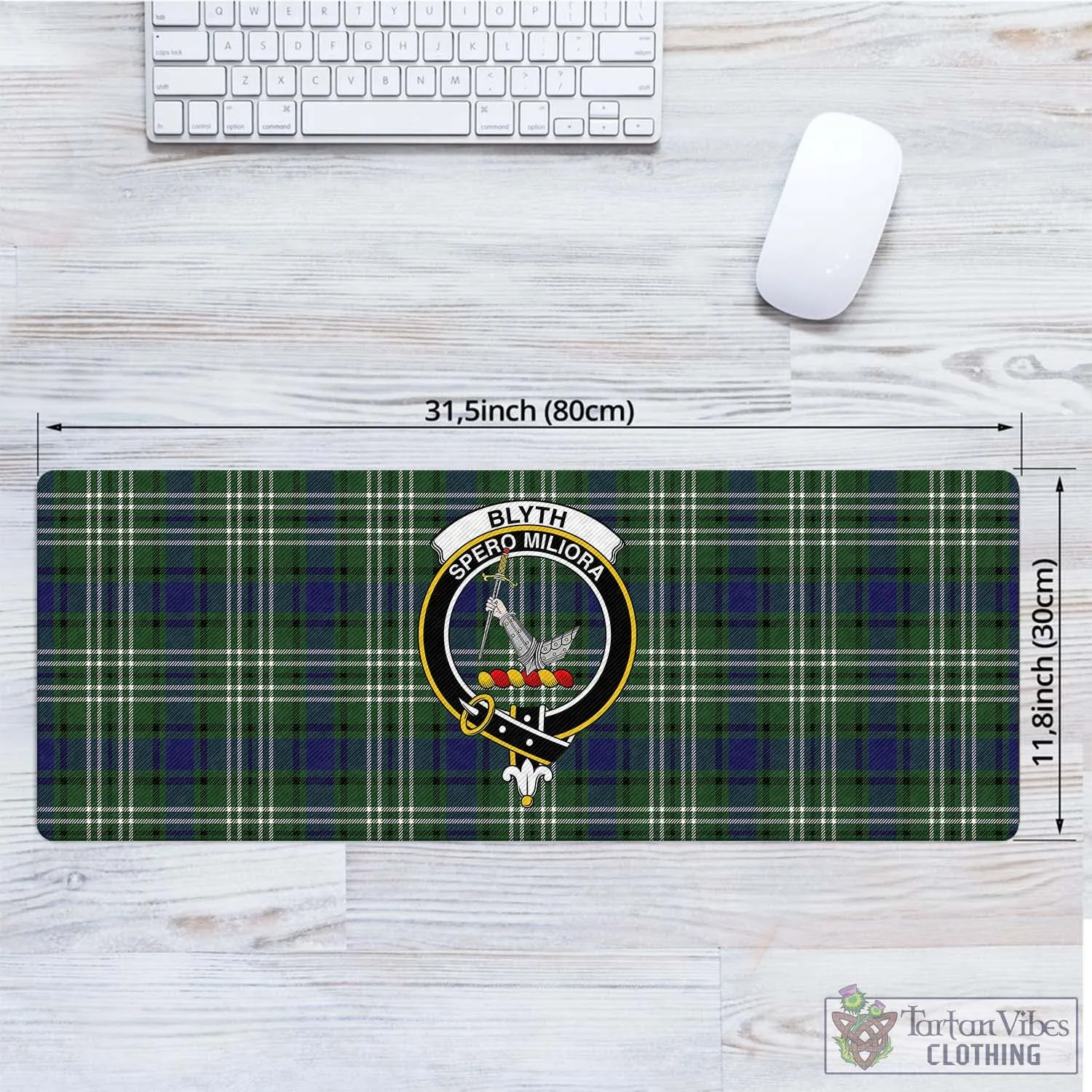 Blyth Tartan Mouse Pad with Family Crest