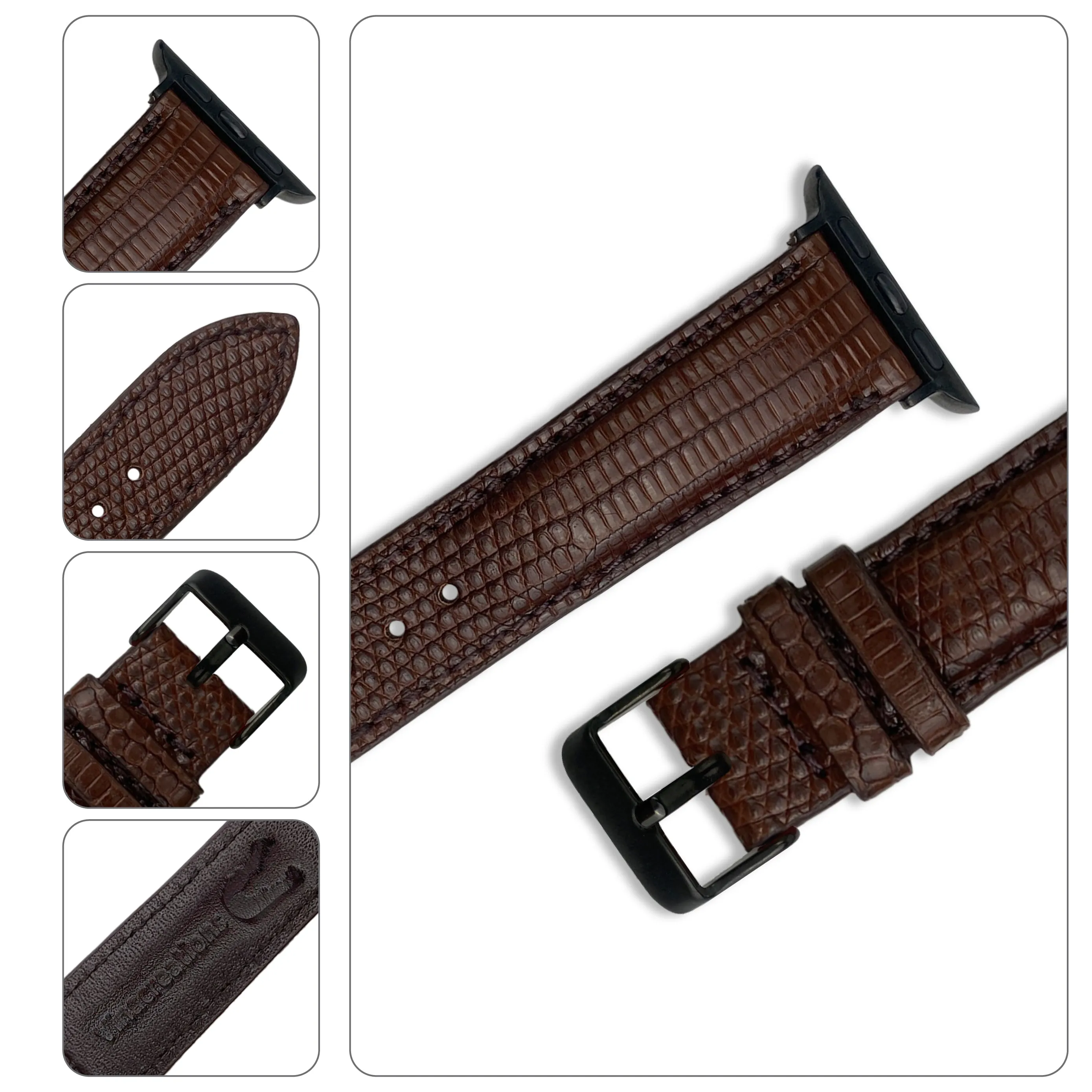 Brown Lizard Leather Strap for Apple Watch Ultra Series 8 7 6 5 4 3 SE | AW-161