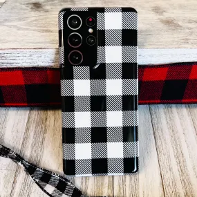 Bull Plaid Black/White Cell Phone Case For Samsung Galaxy