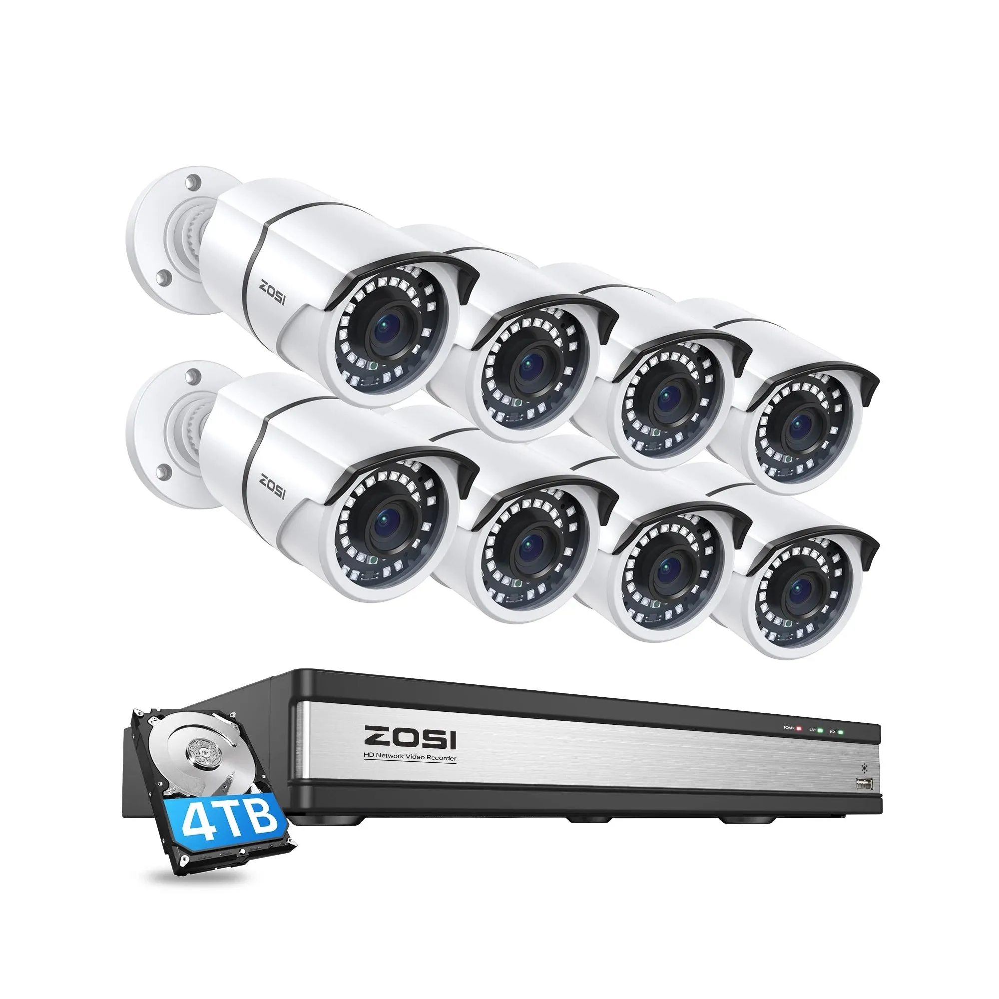 C261 5MP Security Camera System   4K 16CH PoE NVR   Up to 16 Cameras  4TB HDD