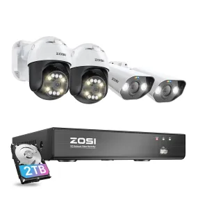 C296/C182 5MP PT & Bullet Camera System   4K 8CH PoE NVR   2TB Hard Drive