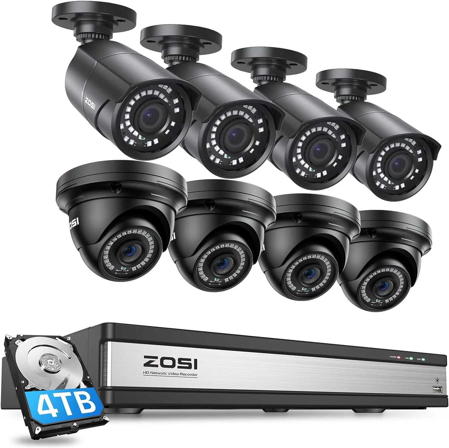 C428/C261 5MP PoE Security Camera System   4TB Hard Drive