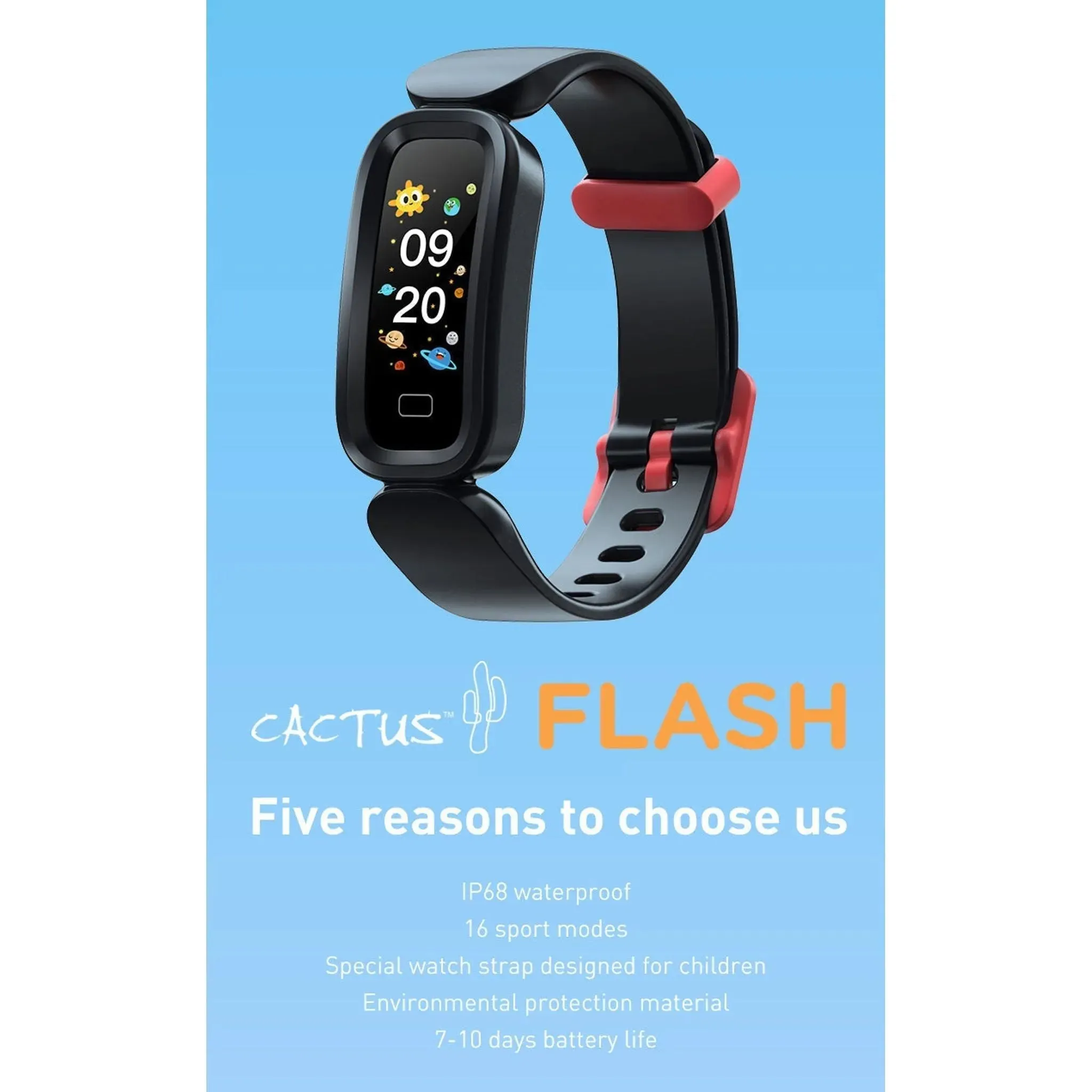 Cactus - Flash - Kids Fitness Activity Tracker - Red