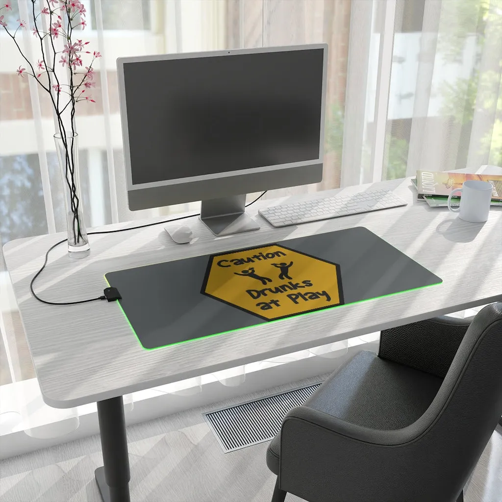 Caution Drunks at Play LED Gaming Mouse Pad