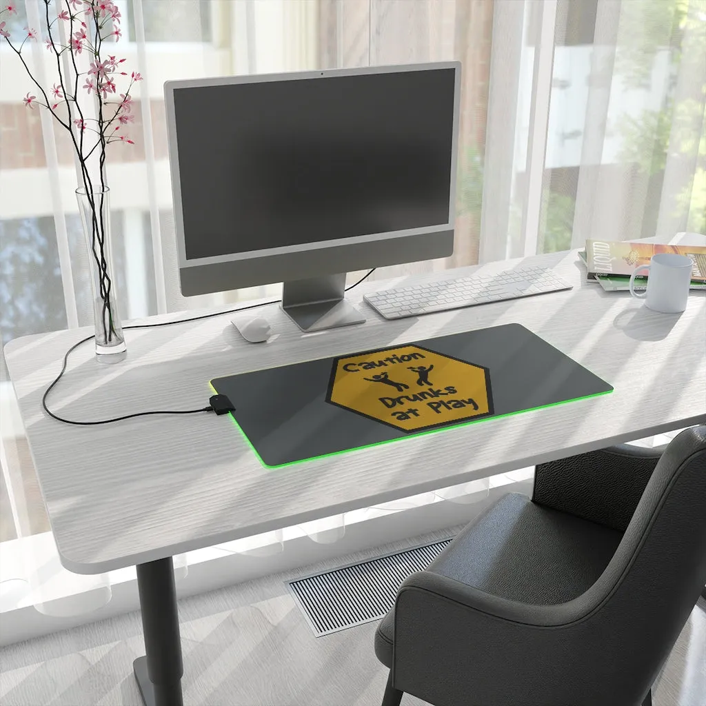 Caution Drunks at Play LED Gaming Mouse Pad