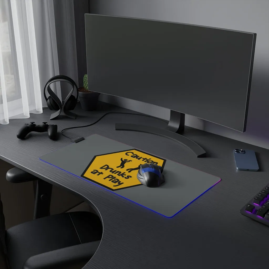 Caution Drunks at Play LED Gaming Mouse Pad