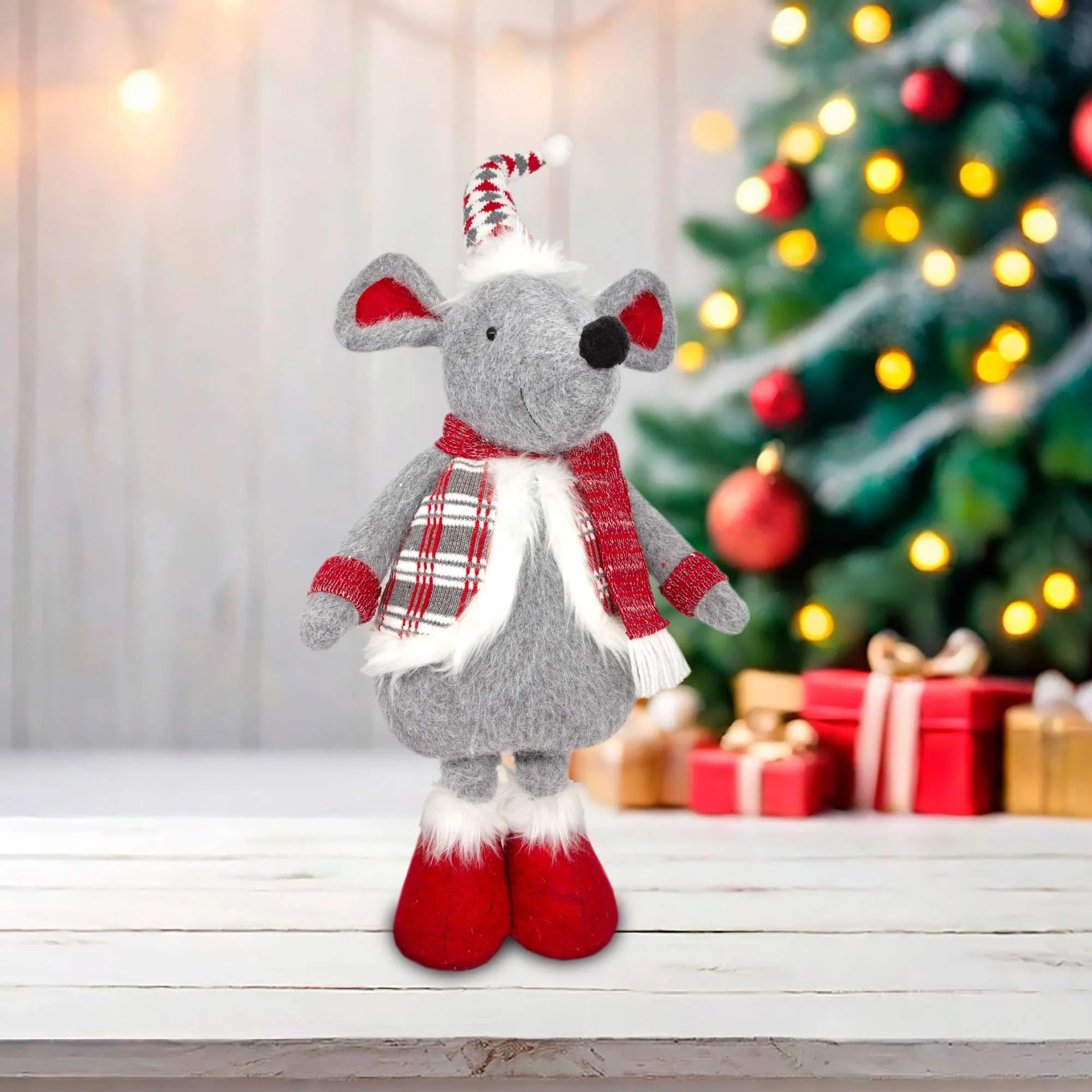 Christmas Extendable Standing Mouse - Grey