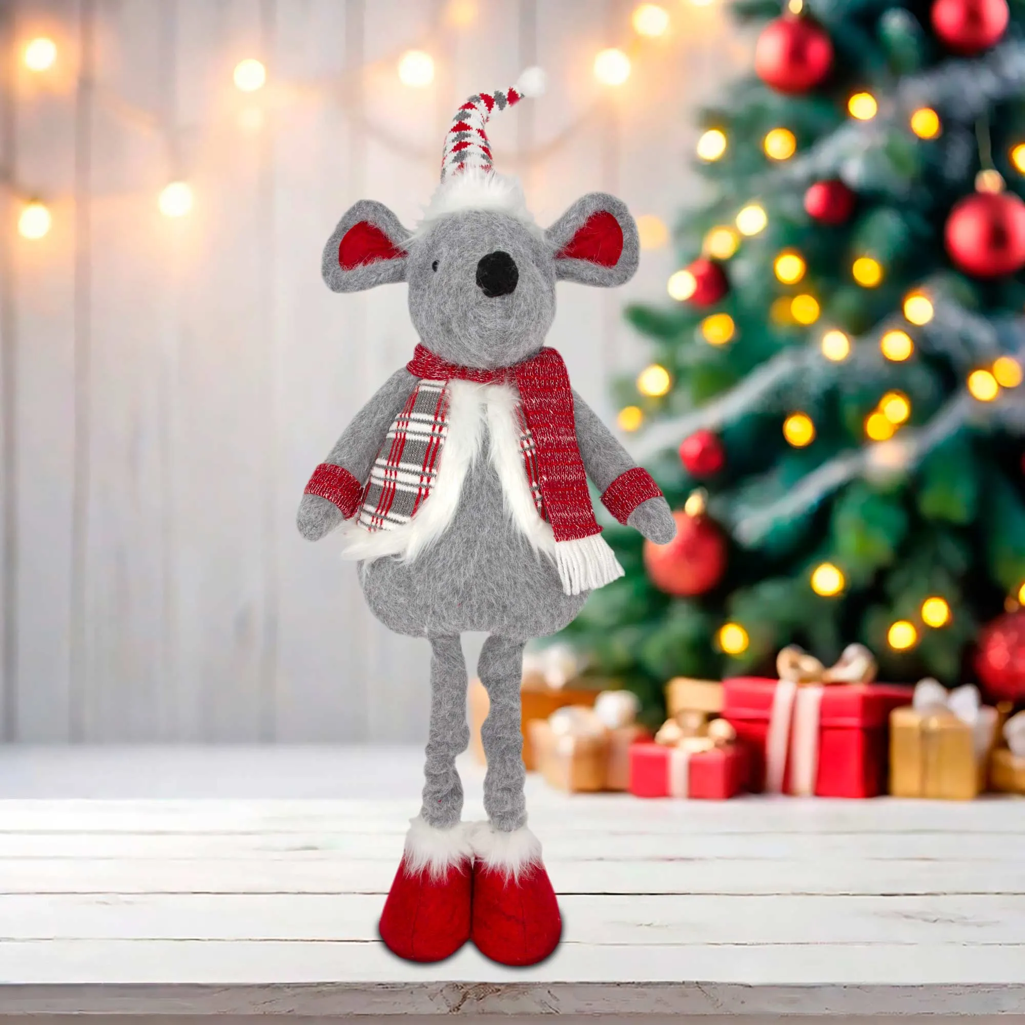 Christmas Extendable Standing Mouse - Grey