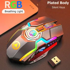 Color Wireless Gaming RGB Rechargeable Mute Button Mouse