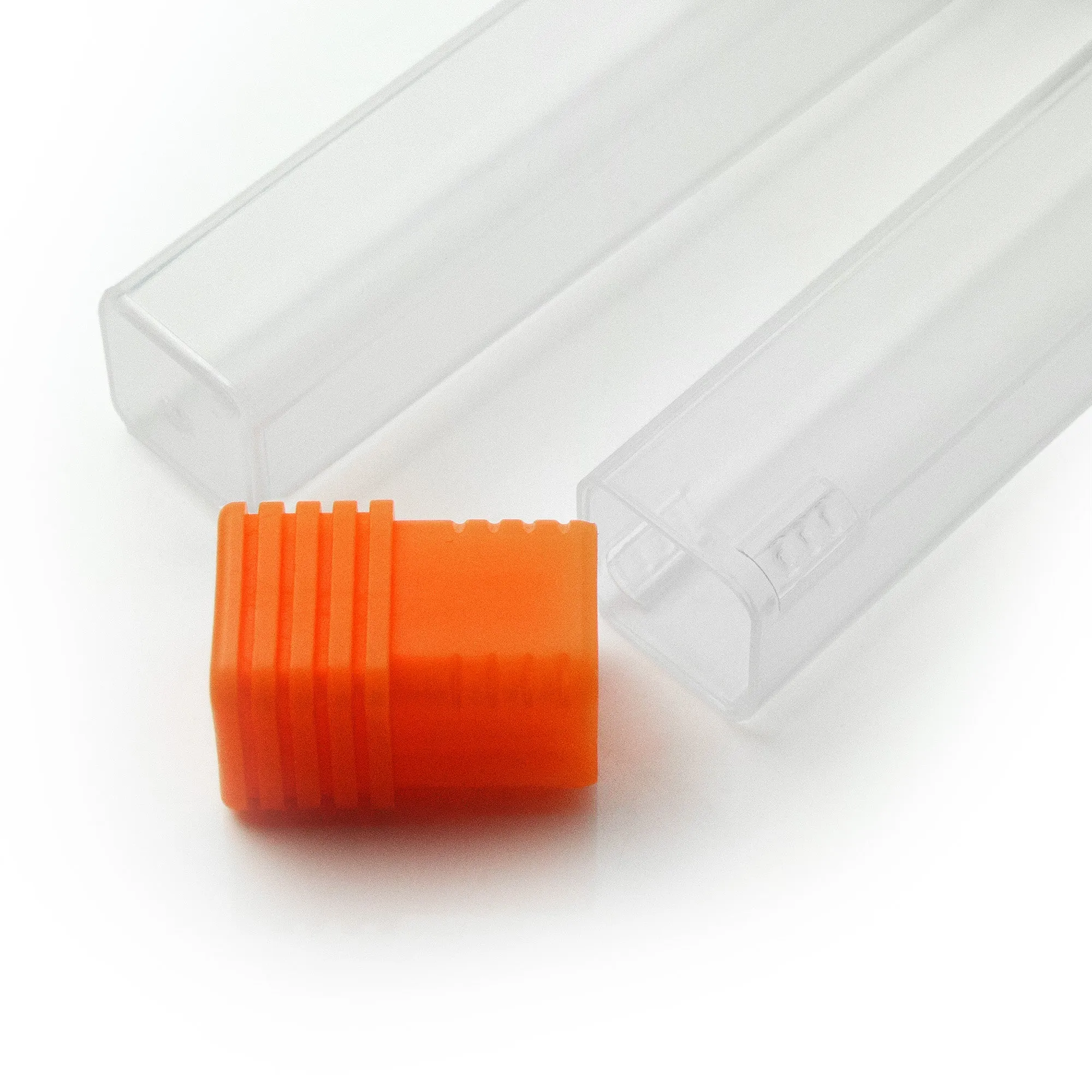 Compact Orange Cap Clear Square Bottle/ Container for Watch tools or Components, Set of Two