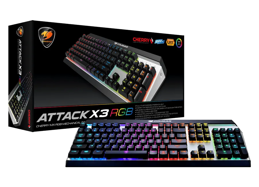 Cougar Attack X3 RGB-BL - Cherry MX Mechanical Switch  (Blue Switch) 背光青軸機械式鍵盤 (黑色)