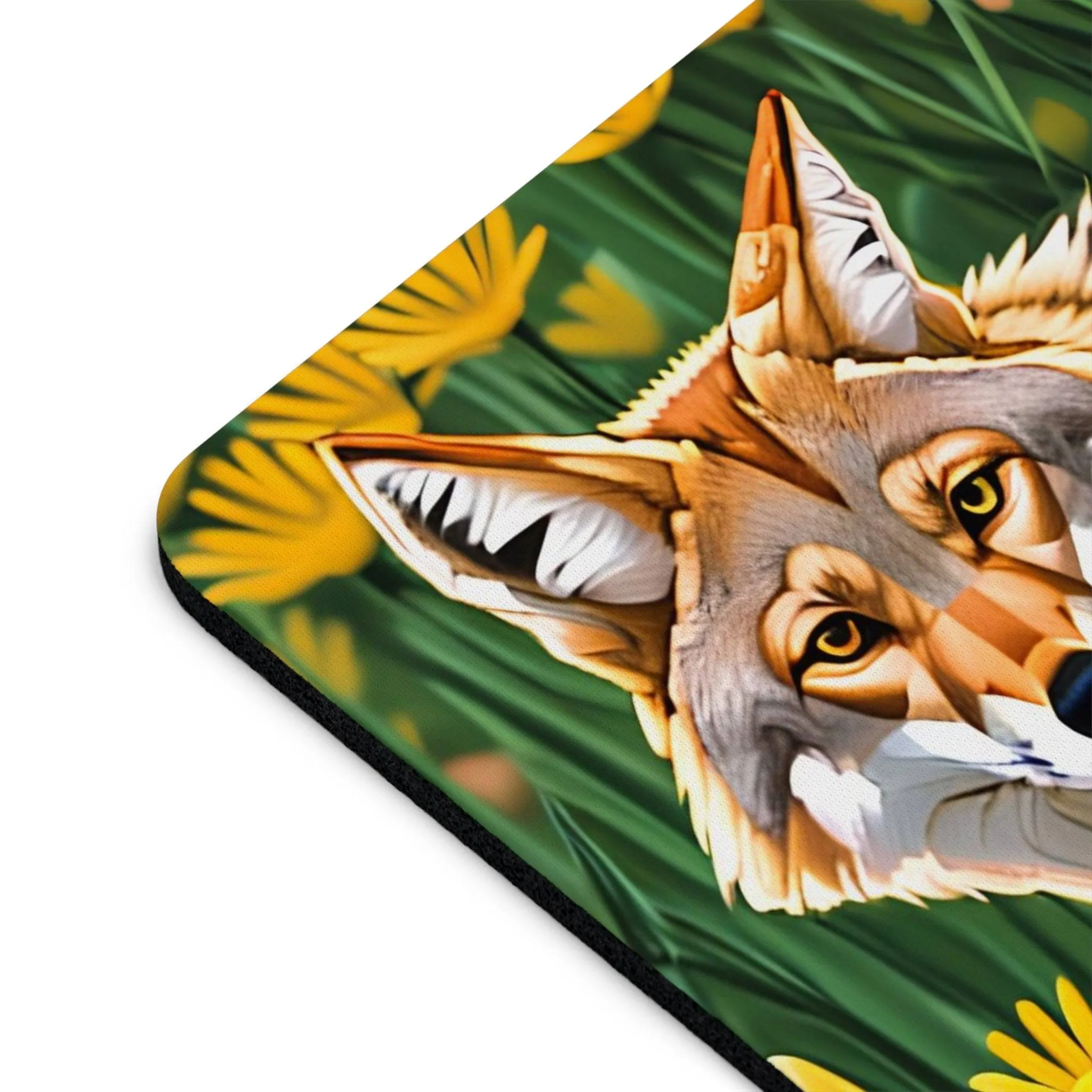 Coyote with Flowers, Computer Mouse Pad - for Home or Office