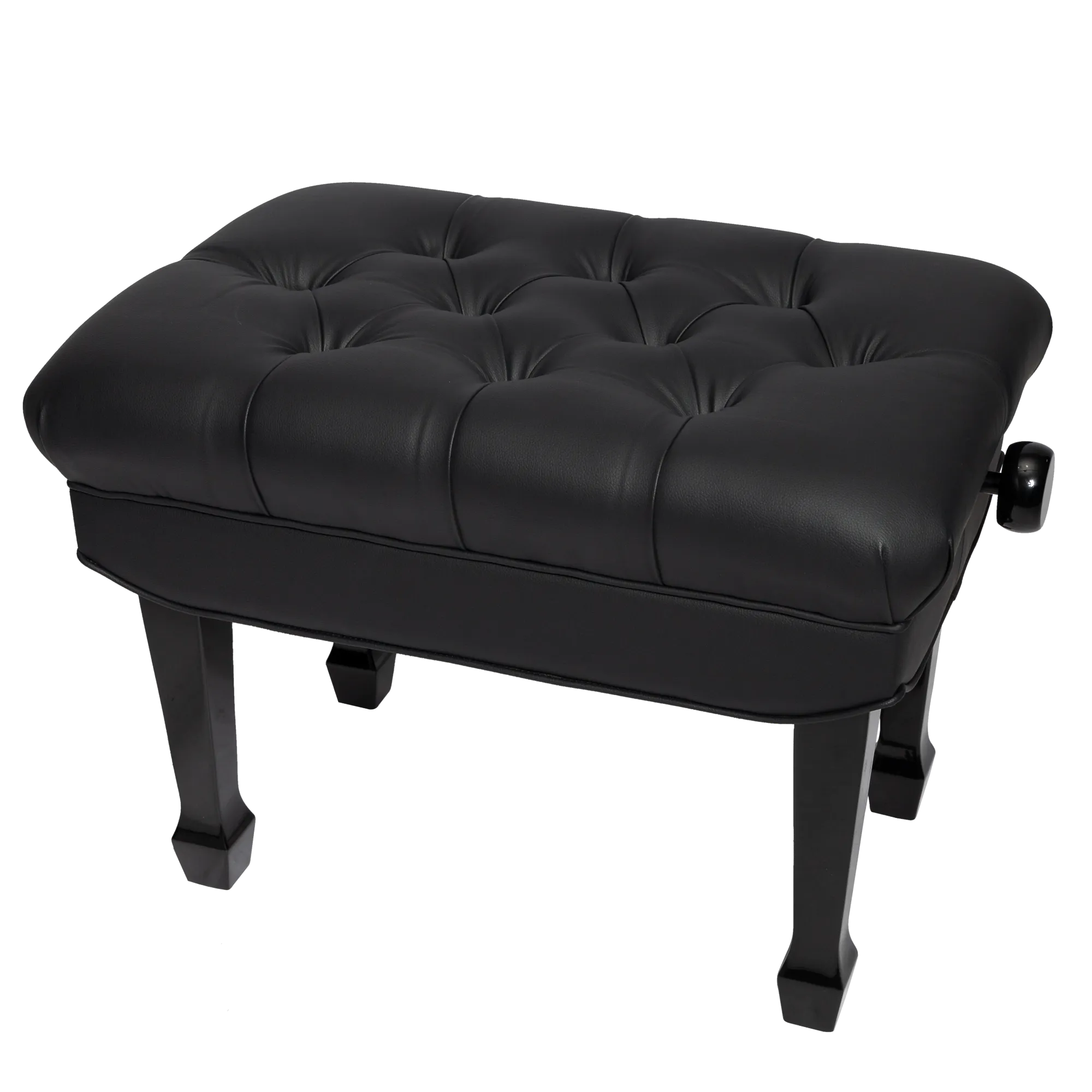 Crown Premium Skirted & Tufted Hydraulic Height Adjustable Piano Bench (Black)