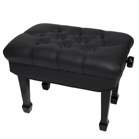 Crown Premium Skirted & Tufted Hydraulic Height Adjustable Piano Bench (Black)