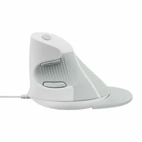 Delux Ergonomic Wired Vertical Mouse - 6 Programmable Buttons - Removable Palm Rest (White)