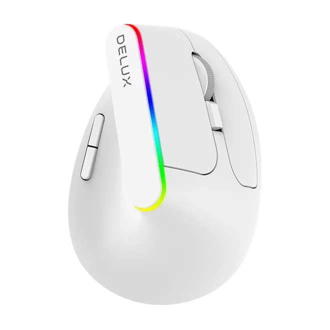 Delux M618DB Wireless Ergonomic Vertical Mouse - Dual Mode (White)