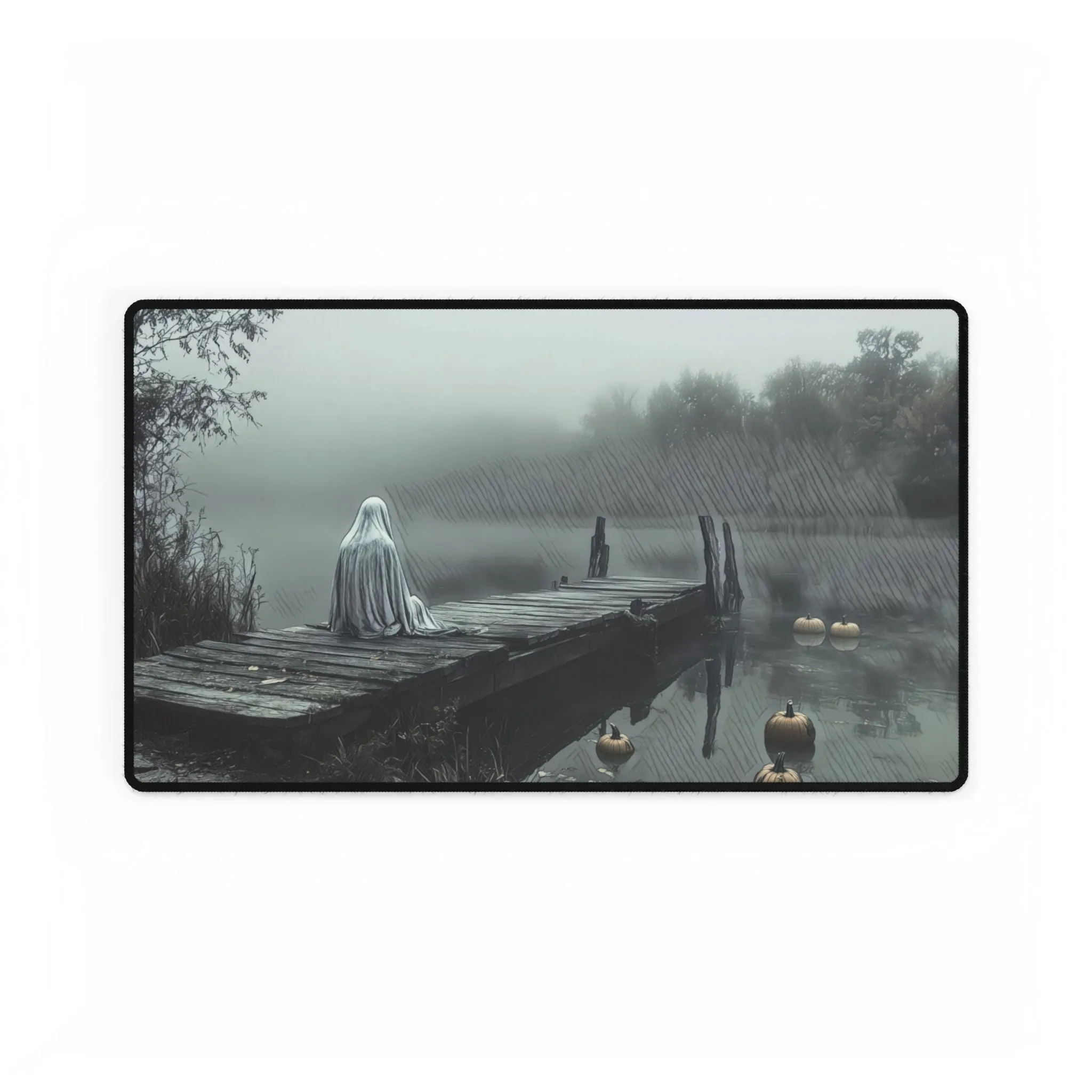 Desk Mats - Whispers of the Veiled Lake Halloween Artwork