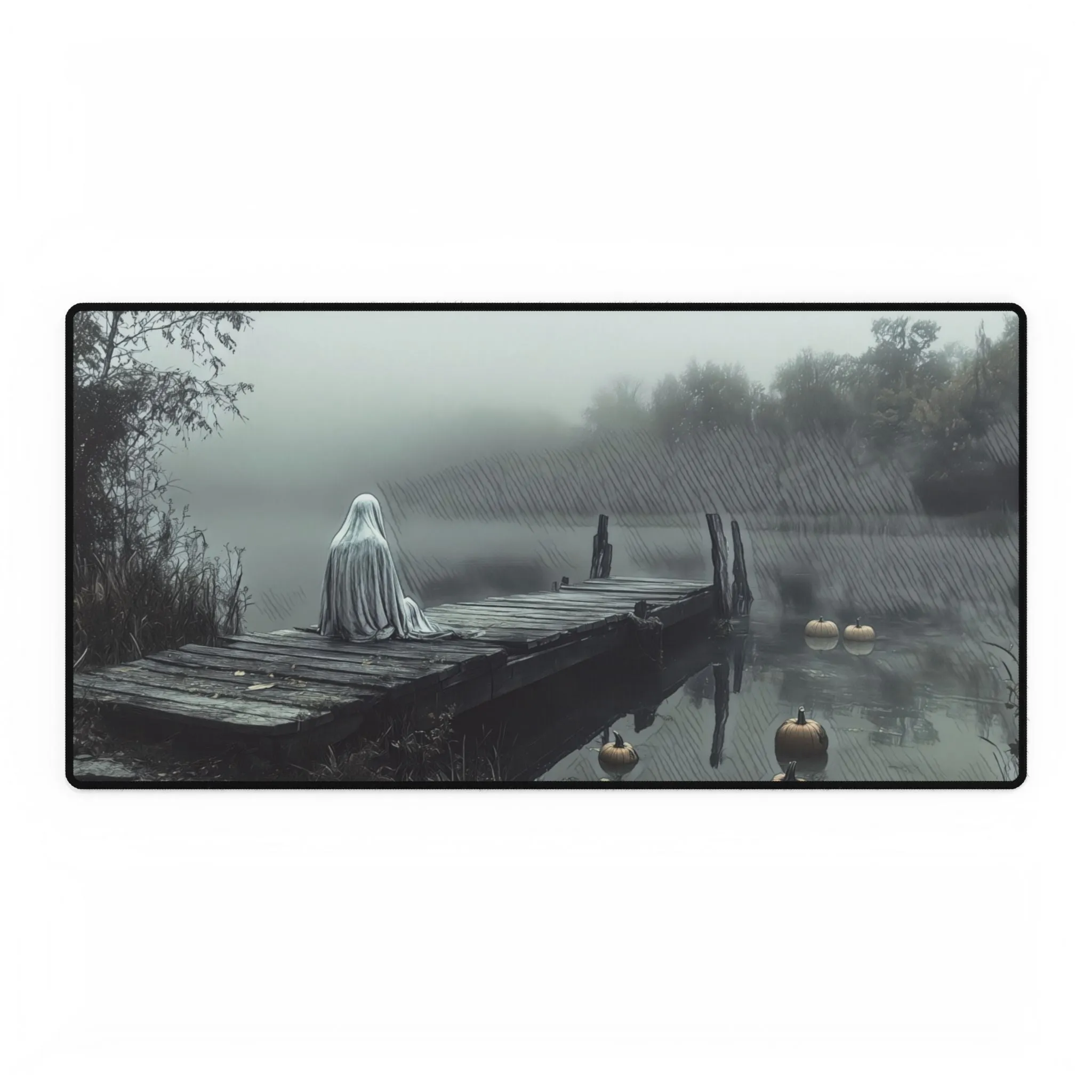 Desk Mats - Whispers of the Veiled Lake Halloween Artwork