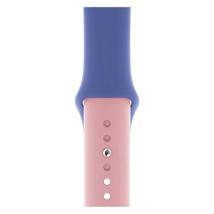 Double Colors Silicone Watch Band for Apple Watch Series 3 & 2 & 1 38mm (Light Blue Light Pink)