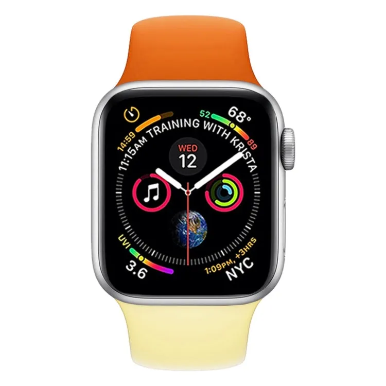 Double Colors Silicone Watch Band for Apple Watch Series 3 & 2 & 1 38mm (Orange Yellow)