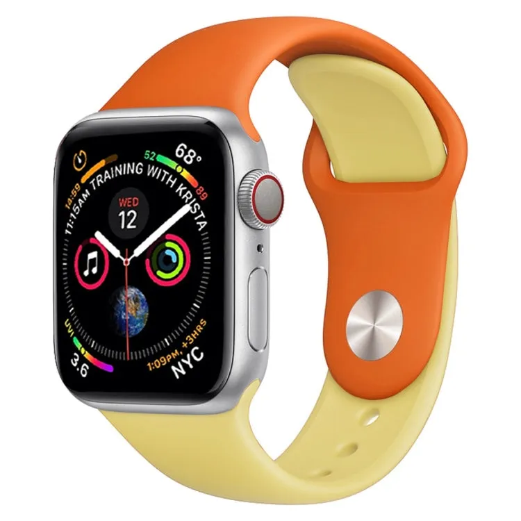 Double Colors Silicone Watch Band for Apple Watch Series 3 & 2 & 1 38mm (Orange Yellow)