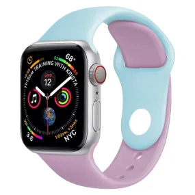 Double Colors Silicone Watch Band for Apple Watch Series 3 & 2 & 1 38mm (Purple Turquoise)