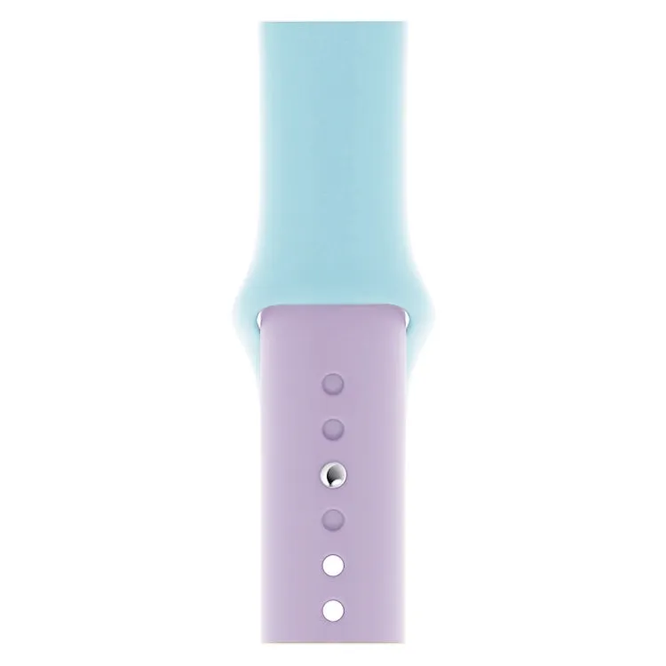 Double Colors Silicone Watch Band for Apple Watch Series 3 & 2 & 1 38mm (Purple Turquoise)