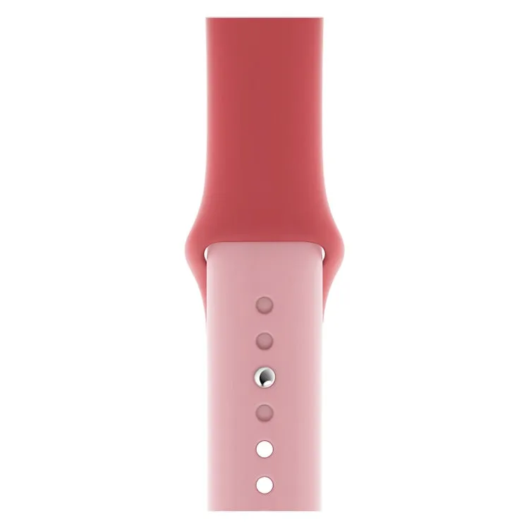 Double Colors Silicone Watch Band for Apple Watch Series 3 & 2 & 1 38mm (Rose Red Light Pink)