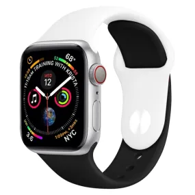 Double Colors Silicone Watch Band for Apple Watch Series 3 & 2 & 1 38mm(White   Black)