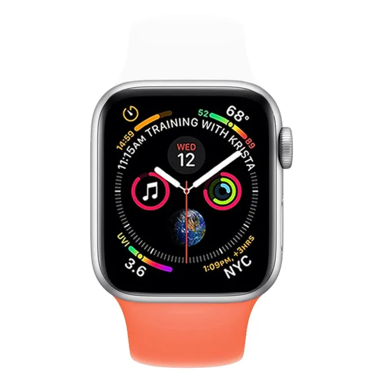 Double Colors Silicone Watch Band for Apple Watch Series 3 & 2 & 1 38mm(White Orange)