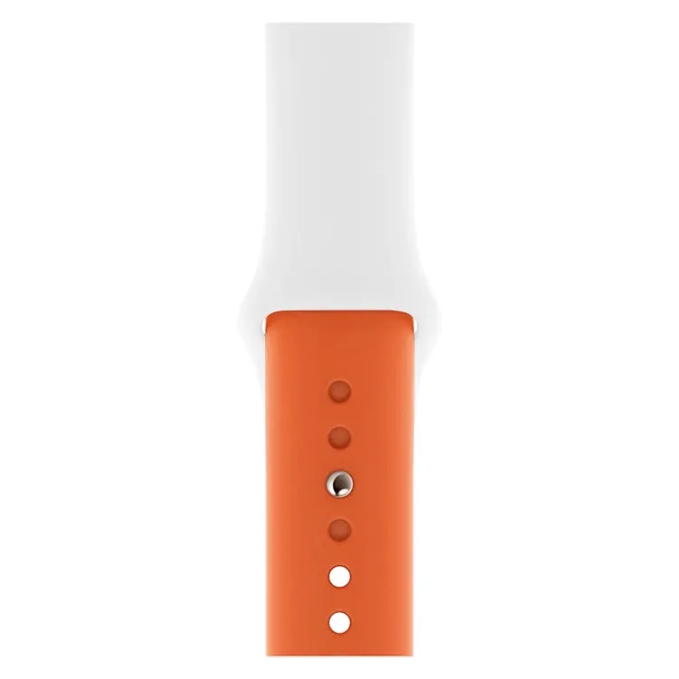 Double Colors Silicone Watch Band for Apple Watch Series 3 & 2 & 1 38mm(White Orange)