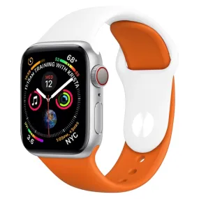 Double Colors Silicone Watch Band for Apple Watch Series 3 & 2 & 1 38mm(White Orange)