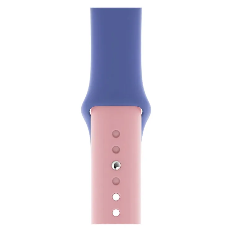 Double Colors Silicone Watch Band for Apple Watch Series 3 & 2 & 1 42mm (Light Blue Light Pink)