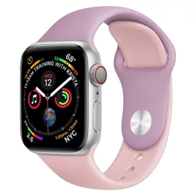 Double Colors Silicone Watch Band for Apple Watch Series 3 & 2 & 1 42mm (Purple Light Pink)