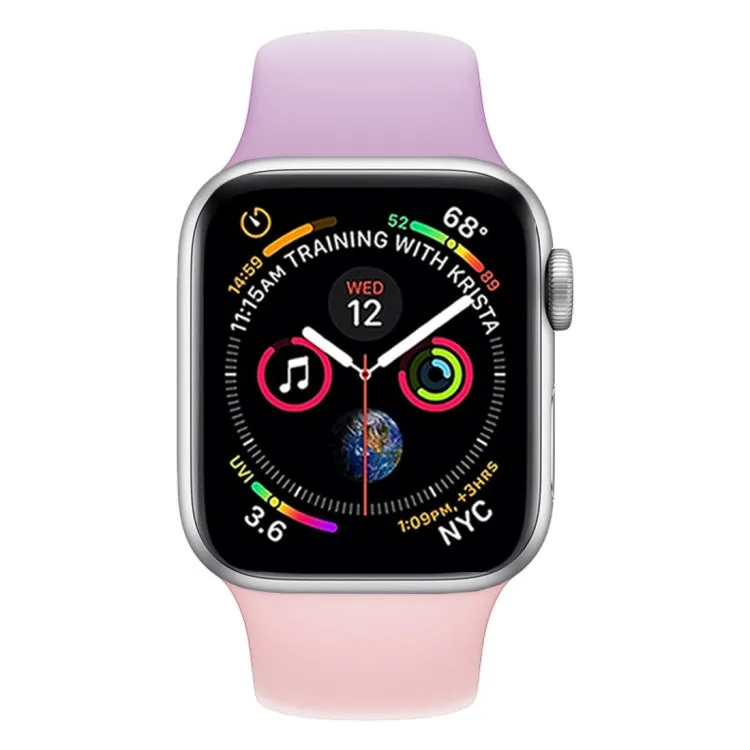 Double Colors Silicone Watch Band for Apple Watch Series 3 & 2 & 1 42mm (Purple Light Pink)