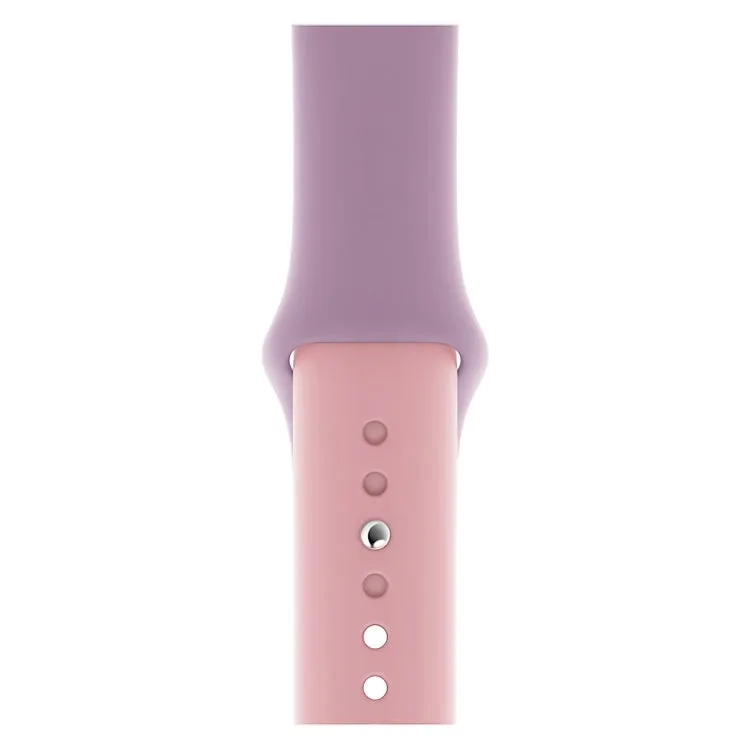 Double Colors Silicone Watch Band for Apple Watch Series 3 & 2 & 1 42mm (Purple Light Pink)